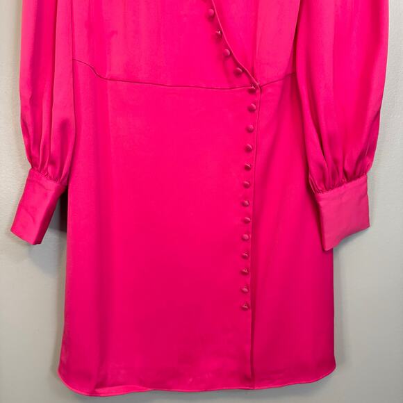 Alexia Admor Mini Sheath Dress 10 Pink Barbiecore Party V-Neck Puff Sleeves NWT - Picture 4 of 9